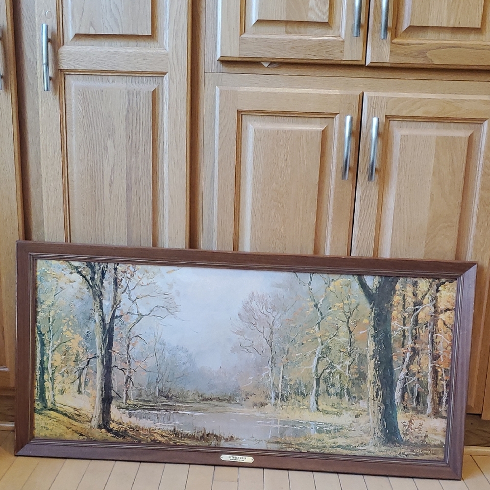 ROBERT WOOD , OCTOBER MORN, Framed Landscape in Wood Frame